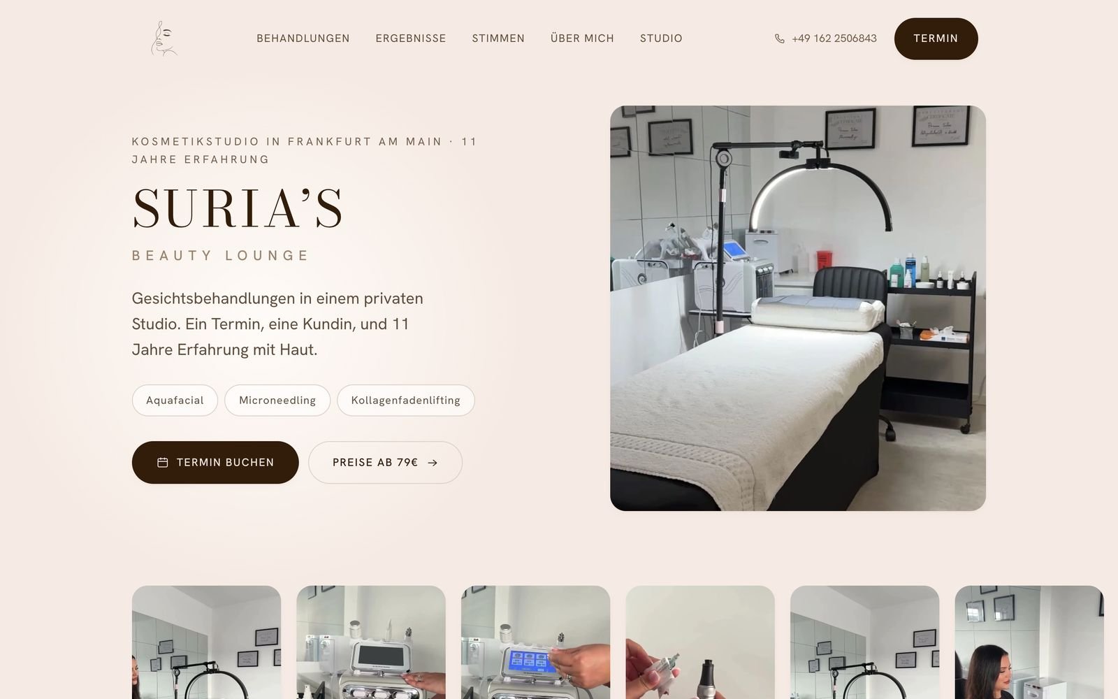 Suria's Beauty Lounge homepage at surias-beautylounge.de